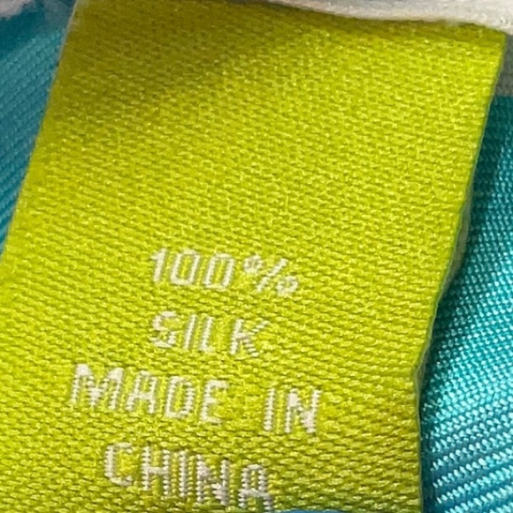 Elizabeth McKay 100% Silk Ruffled Blouse in Fontainee Turquoise Size 2 XS NWT - Picture 8 of 11